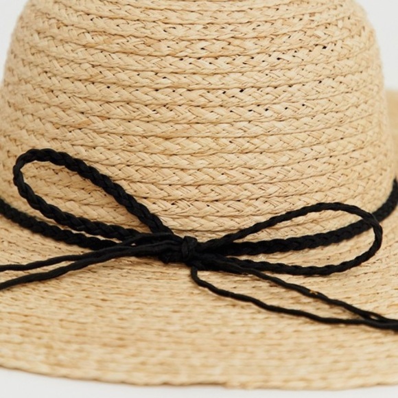Natural straw floppy hat w/ braid & size adjuster - Picture 3 of 6